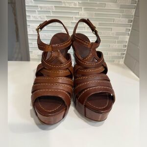 MiuMiu Brown Strappy Platform Sandals